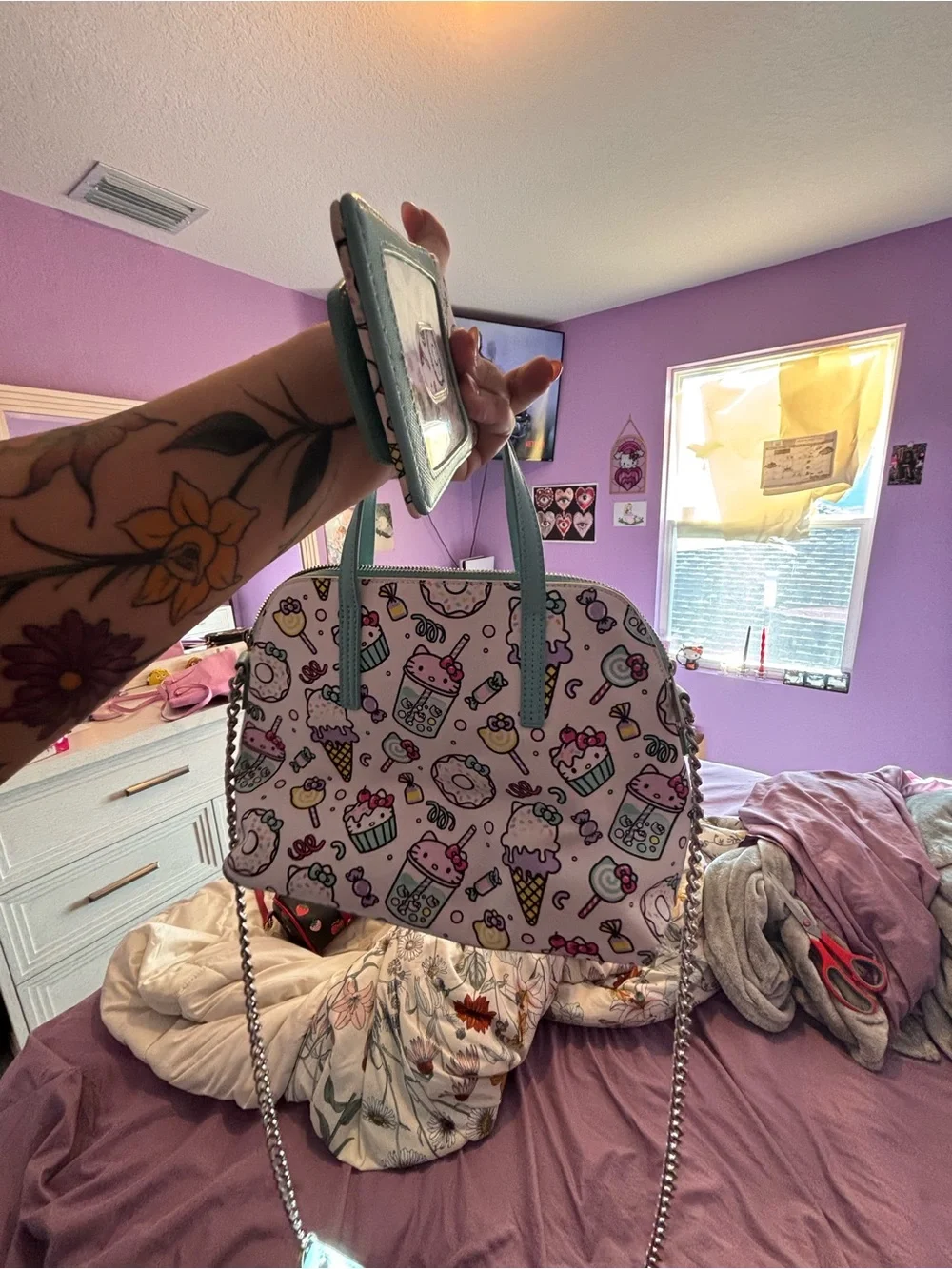 Loungefly Pastel Dessert Print Dome Satchel Bag - Pink, Mint